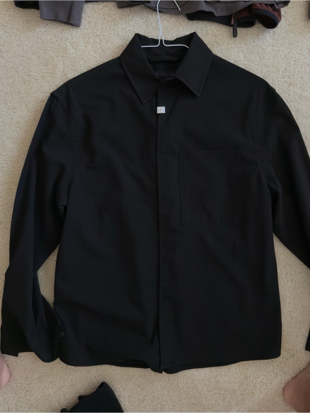 NWOT MENS ZARA BLACK BOXY OVERSHIRT BUTTON DOWN - MENS SMALL 50% OFF
